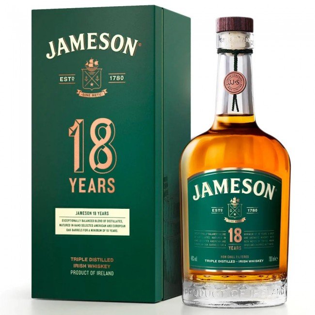 JOHN JAMESON 18 YR 92 PROOF is a premium Irish whiskey known for its rich and complex flavor profile. It offers notes of toffee