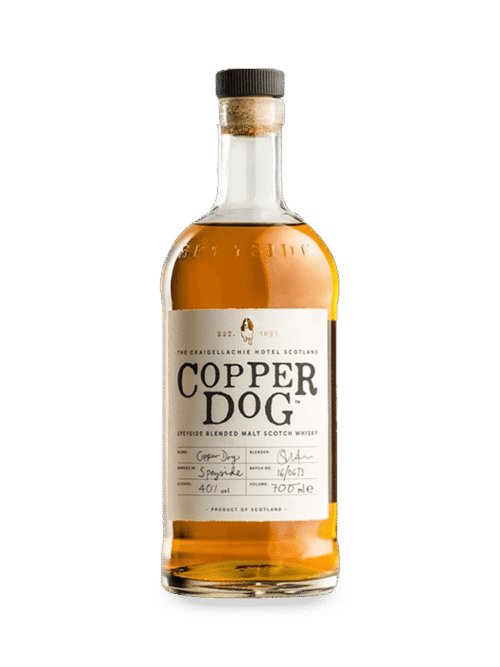 Copper Dog 750ml is a blended Scotch whisky featuring a harmonious combination of eight single malt whiskies from the Speyside region