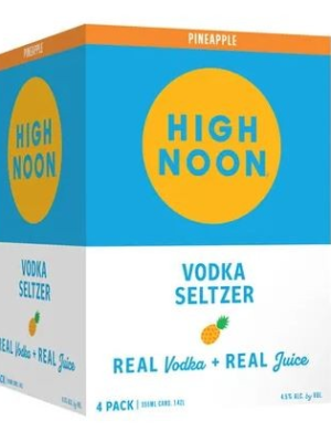 HIGH NOON PINEAPPLE 375ML offers a refreshing blend of natural pineapple flavor mixed with premium vodka and sparkling water. This ready-to-drink beverage captures the essence of tropical regions