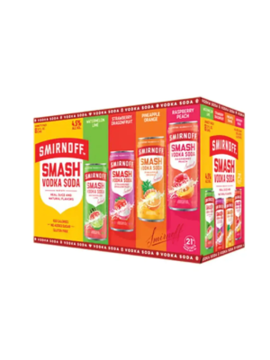 SMIRNOFF SMASH 8 PACK 355ML features a refreshing blend of natural fruit flavors