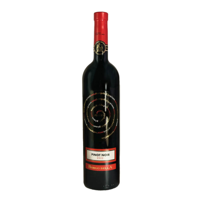 BORGO BELLA PINOT NOIR is a vibrant red wine hailing from the renowned wine regions of Italy. This Pinot Noir showcases bright red fruit flavors